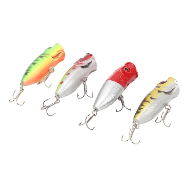 4 st hårda fiskedrag med krokar i rostfritt stål och realistiska 3D-ögon, dragkit
