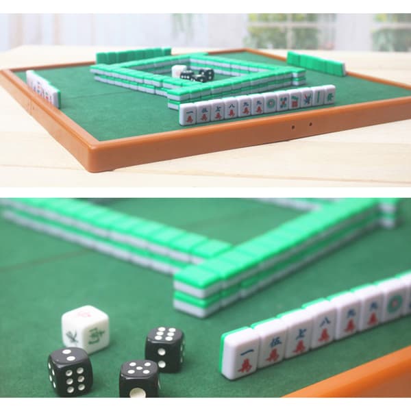 Mini Mahjong-set med bärbart hopfällbart bord för resor och familjefritid