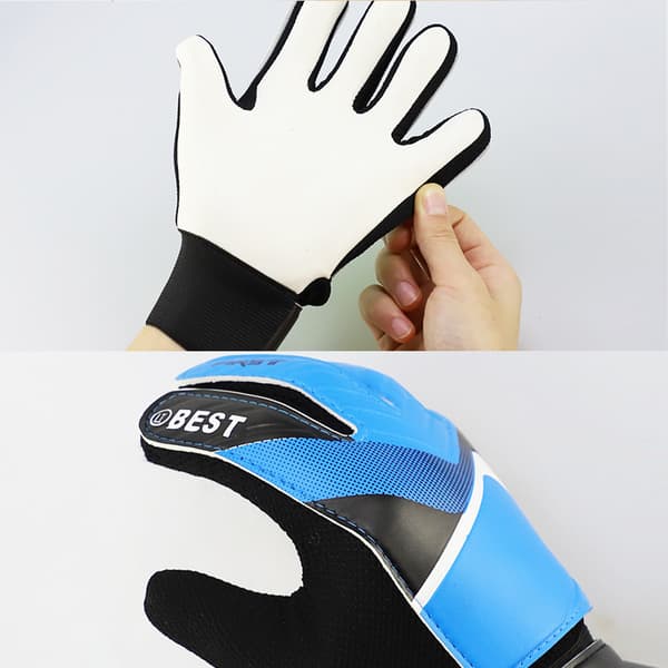 2PCS Barnmålvaktshandskar Antikollisionsskydd Fotboll Blå 16-17cm