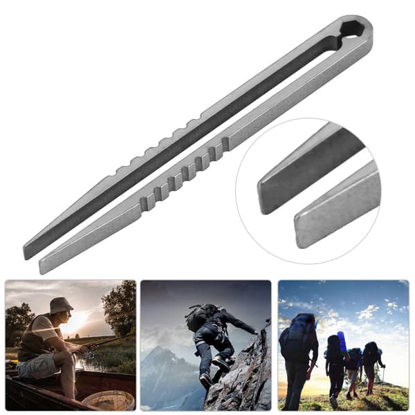 Bærbar EDC Mini Pincet i Titaniumlegering til Overlevelse, Camping og Rejser - Stålfarve