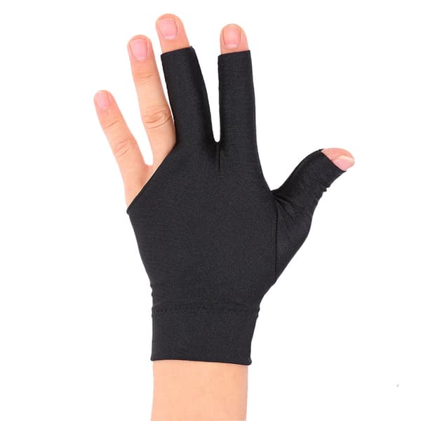 Venstrehåndet poolhandske, Spandex, Tre-finger, Åbent design, til billard og pool