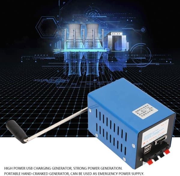 Bærbar håndsvinget generator, 20W 2000 omdr./min., USB-telefonoplader, nødstrømforsyning til udendørs brug