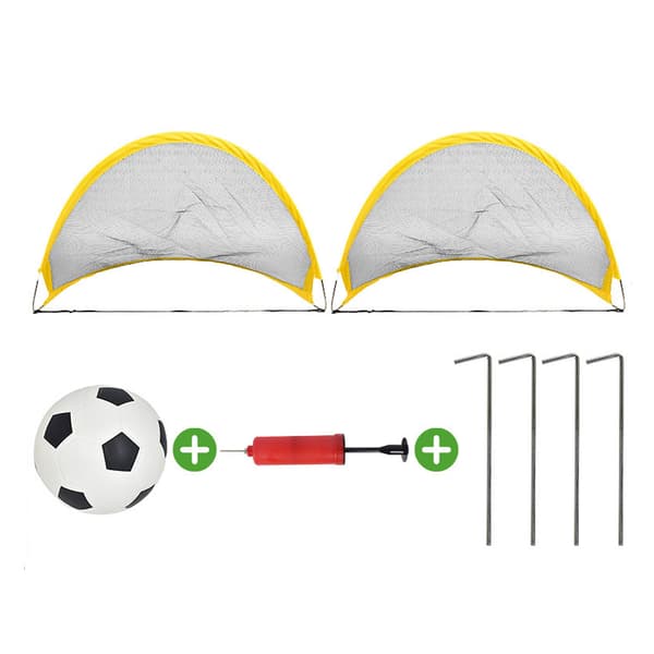 Bärbara trädgårdsfotbollsmål 2-pack, stapelbara med markpinnar, idealiska för barn 8-12 år, träningsutrustning