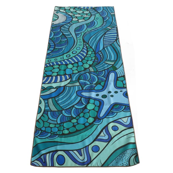 Halkfri tryckt yogamatta, vikbar, snabbtorkande, bärbar, polyester nylon, 183x61cm