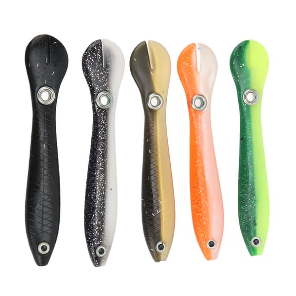 5 st konstgjorda fiskedrag 10 cm mjuk silikon 3D-ögon bärbart flytande drag