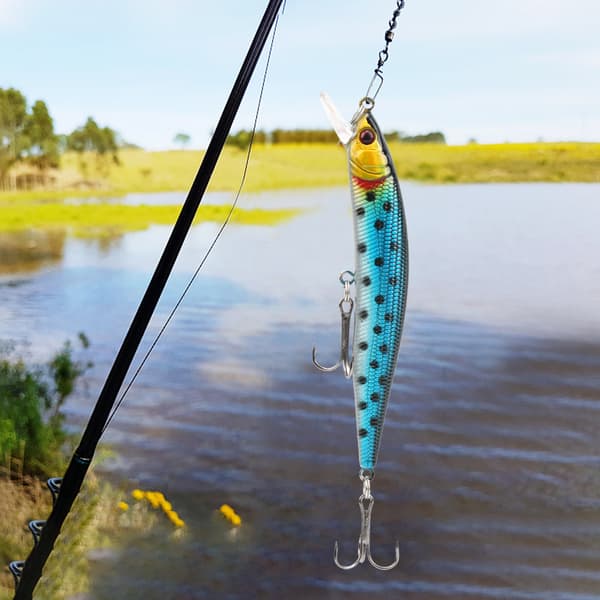 5 stk. kunstig minnow-simulationsagn med diskantkrog til fiskeri 10 cm 80 g