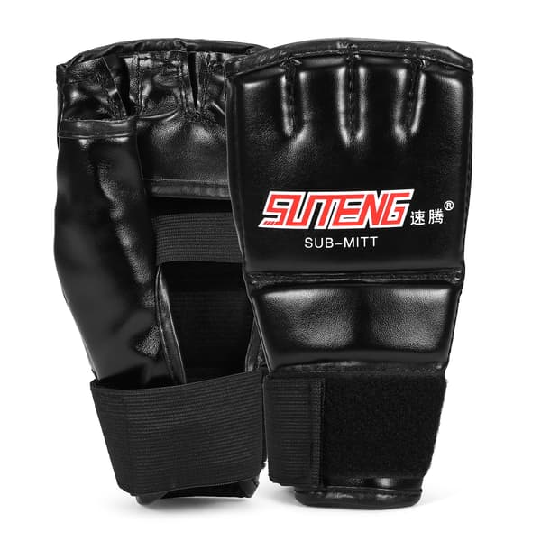 Halvhand PU Boxhandskar för Muay Thai och MMA Träning, Röd