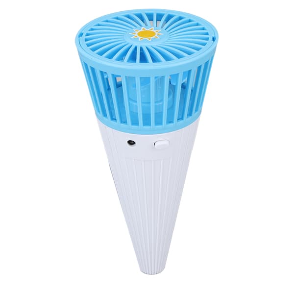 Bærbar Mini Håndholdt Ventilator med Isvaffelform og Halsophæng til Sommer - Blå