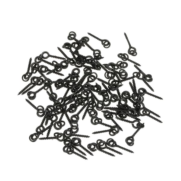 100 gevindede kedelskruer til karpefiskerkroge, rustfrit stål, sort