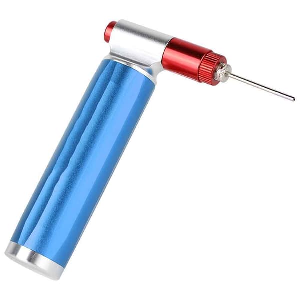 Bärbar handpump i aluminium för cyklar, mini nödpump, blå