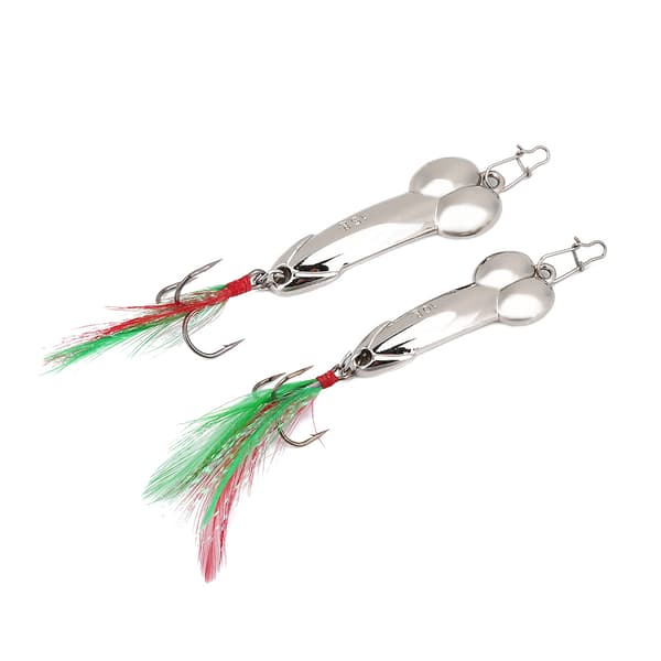2 st metallfiskedrag med vibration 10g och 15g silver med robust stålkrok
