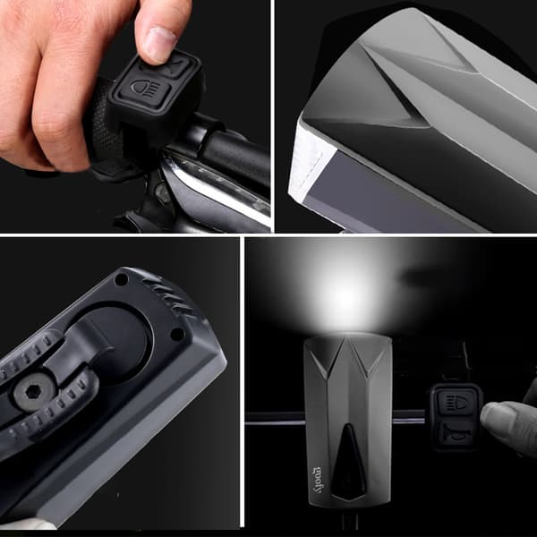 Sykkellys med LED-horn, oppladbar USB, frontlys for nattsykling