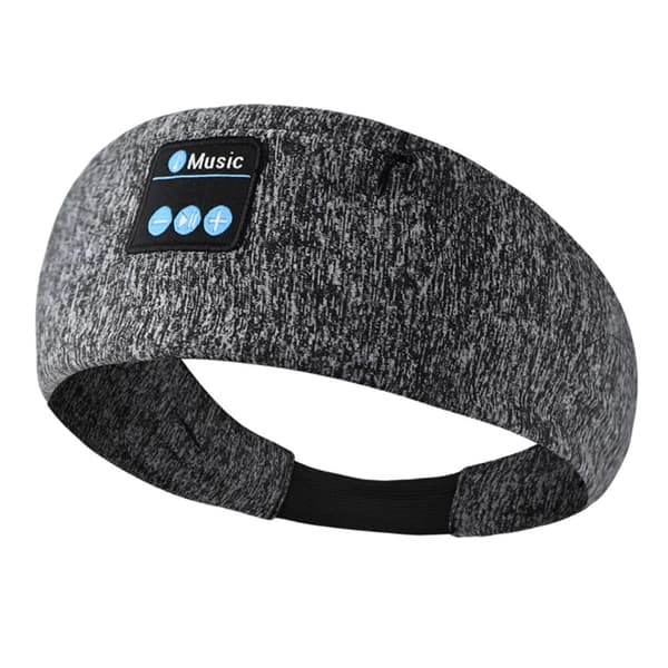 Bluetooth 5.0 hodetelefoner med elastisk pannebånd for sport, løping, yoga og søvn, med mikrofon.