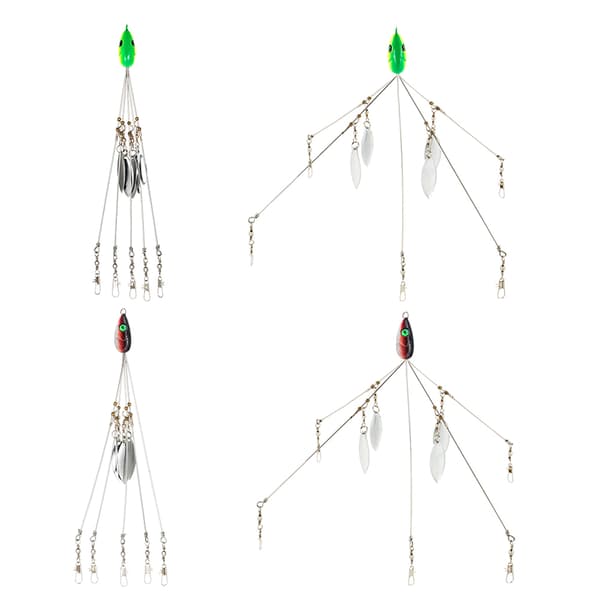 4 st paraplyformade fiskeredskap med 5 armar och blad för basfiske