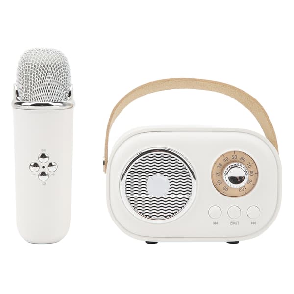 Bärbar karaokemaskin med Bluetooth-högtalare och mikrofon för hemmafester - Vit