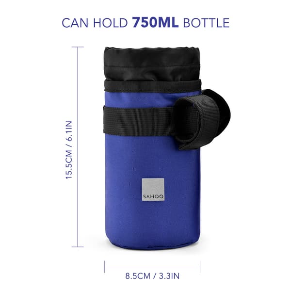 Isolert sykkelflaskepose med styrefeste og trefokal feste, 750 ml