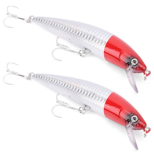 2 st sjunkande Minnow-drag med tungplatta, 3D-ögon, vass krok, ABS, #5