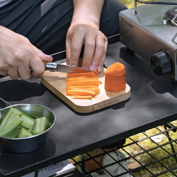 Bærbart skærebræt til camping og picnics, dobbeltsidet, ubehandlet træ