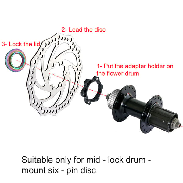 Centerlock-adapter för 6-håls bromsskivkonvertering, 6 bultar, kraftig aluminium