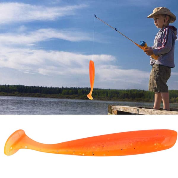 20 STK Bløde Fiskelokker 7,5 cm T-hale Ormelokker Blød Holdbar Orange