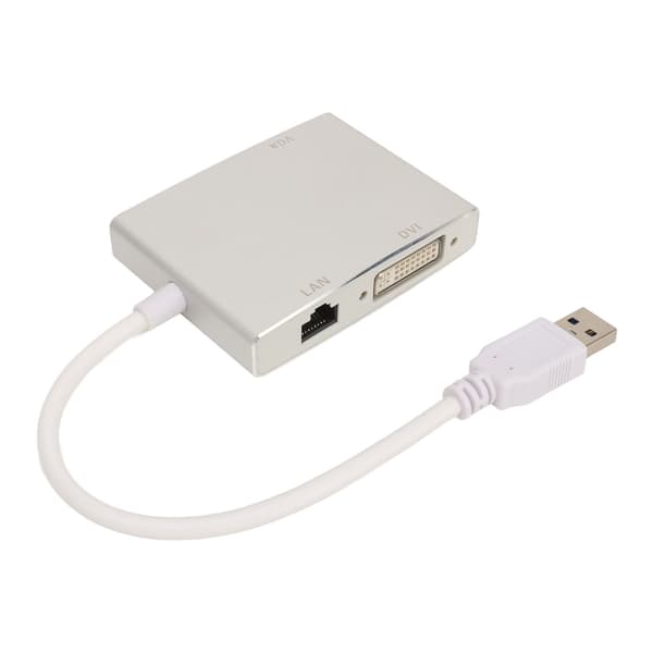 4-i-1 USB 3.0 Videoadapter Hub med HDMI, VGA, DVI og Netværkskort