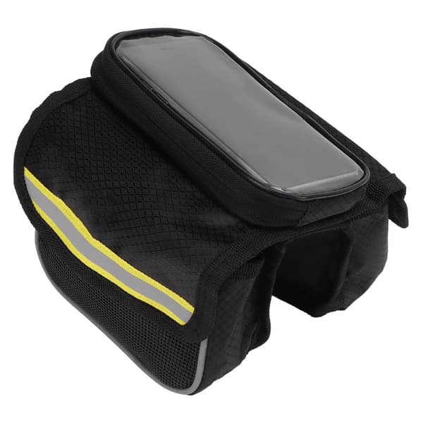 Cykelrammetaske, 600D Nylon, TPU, Reflekterende Striber, Dobbelt Lynlås, Slagfast, Gul