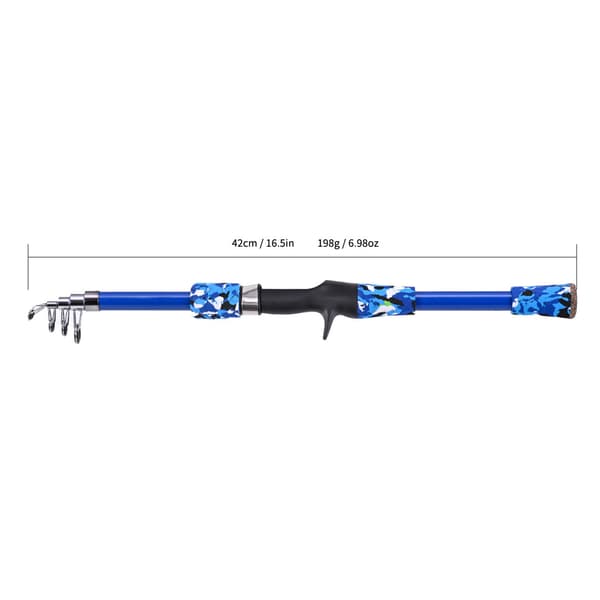 Fiskestang til børn 5-12 år, teleskopisk glasfiber, 165 cm, spinnestangssæt