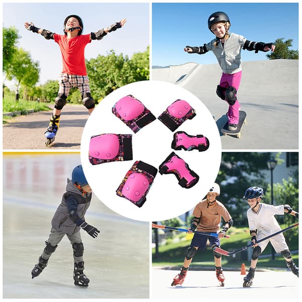 Set med 6 skyddsutrustningar för barn: Knän, armbågar, handleder, sportutrustning, cykling, skateboard, sparkcykel