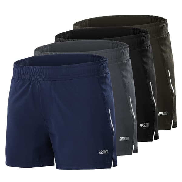 Träningsshorts för män 2-i-1 med fickor, elastisk kompression för gym och löpning