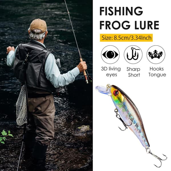 5 stycken 3D Hard Bait Crank Baits Wobbler Fiskedrag med Treble Hooks 8.5cm 9.2g