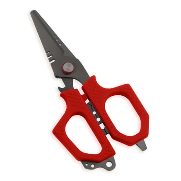 Fiskesaks med takkede blade, molybdæn-vanadiumstål, til flettet line, multifunktionel