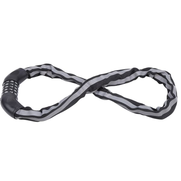 Nyckellöst kombinationscykellås med reflekterande kabel, stöldskydd, 5 siffror, svart