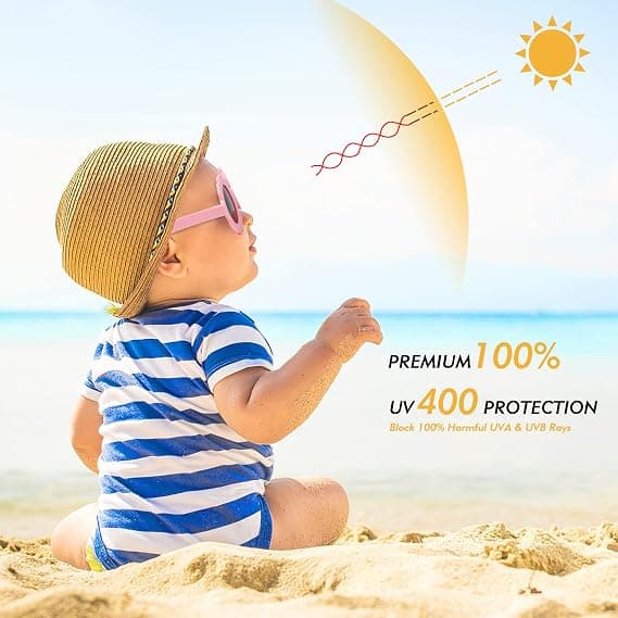 Solbriller for barn, polariserte babysolbriller, Anti-UV400 med justerbar stropp for jenter og gutter i alderen 0-3 år (rosa)