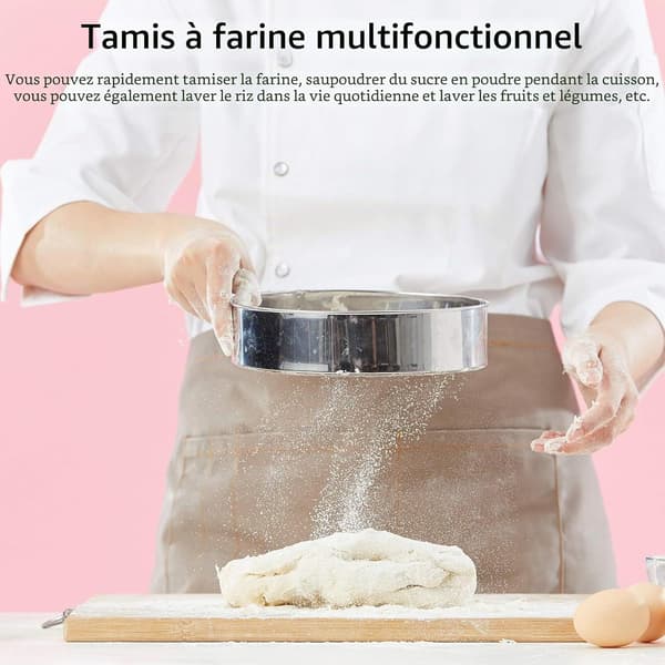 3 dele, 3 størrelser - Mel-si i rustfrit stål, fintmasket bagesi, til mel, kager, grøntsager