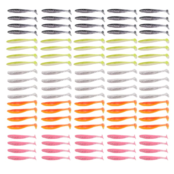100 bløde fiskelokker med fluorescerende reflekterende padlehale, naturtro bløde swimbaits