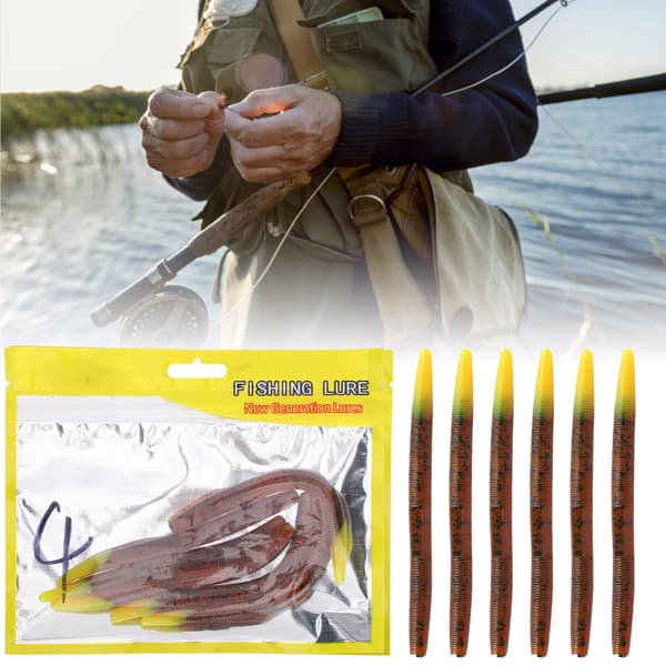 3 sæt bløde silikone kunstige ormeformede agn 11 cm 4# fisketilbehør
