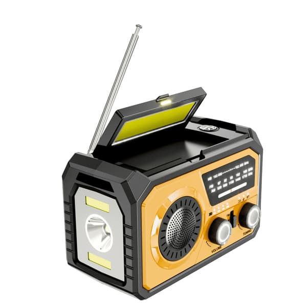 Hätäradio aurinkokennolla ja käsiveivillä 16000mAh NOAA/AM/FM virtapankilla ja LED-taskulampulla
