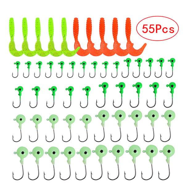 Fiskedragset med huvudkrokar Luminosa T0015 Grub Bait Worm 55PCS