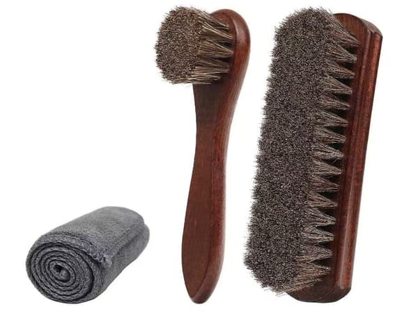 3-delars skoborstset - Polerborste, applikatorborste & mikrofiberduk - för skoputsning och vård