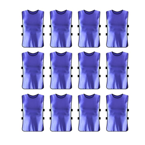 12 voksne fodboldtræningsveste, åndbare, mørkeblå, polyester, 65x54cm