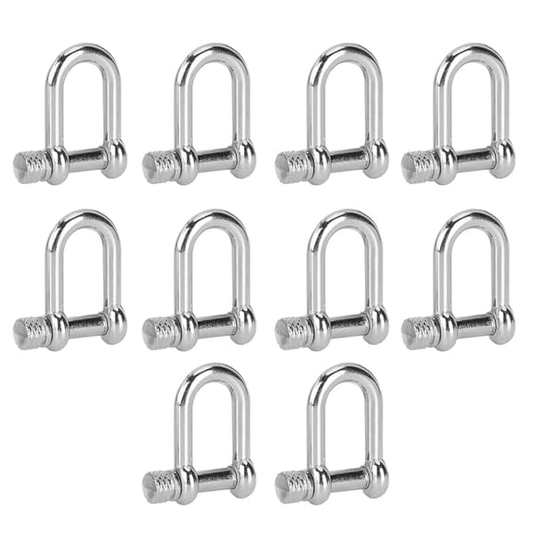 10 stk. U-krok D-ringlås i sinklegering for Paracord-armbånd, rundt hode