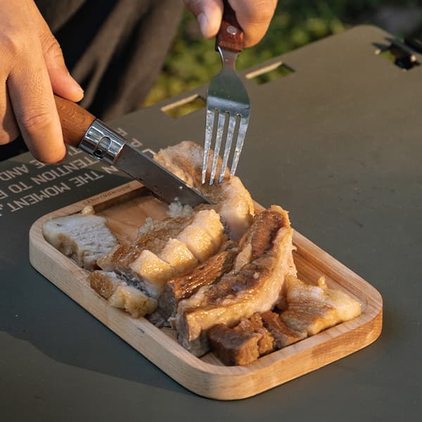 Bärbar skärbräda för camping och picknick, dubbelsidig, obehandlat trä