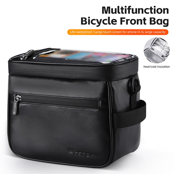 Cykel Forpose, Termisk Isolering, 8\" Touchscreen, Vandafvisende, 4.5L, PU Læder