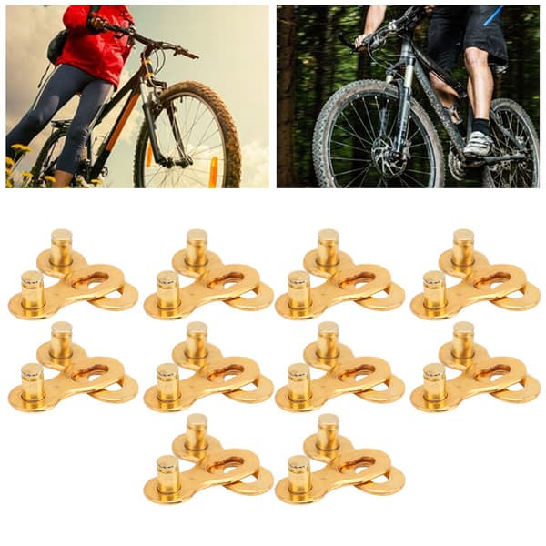 10 par cykelkædeled til 11-gears mountainbikes med quick-release spænder, guldstål