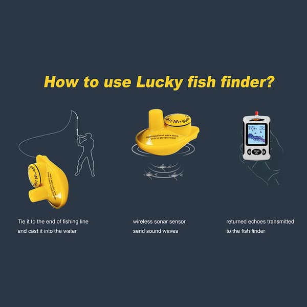 Trådløs Sonar Sensor Transducer til Lucky Fiskedetektor, 45M Dybde