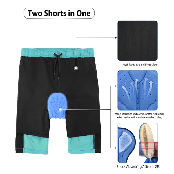 TOMSHOO Cykelshorts til mænd med 3D-polstring, åndbare, løs pasform, MTB udendørssport