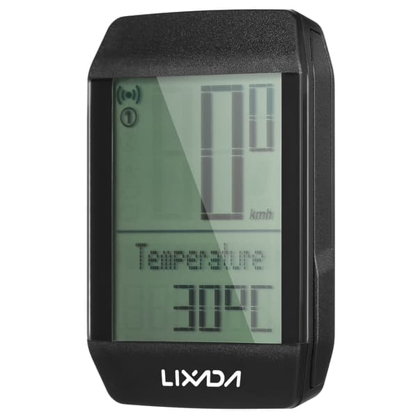 Lixada Trådløs Sykkelcomputer IPX6 Speedometer Kilometerteller med LED-bakgrunnsbelysning 6 Språk