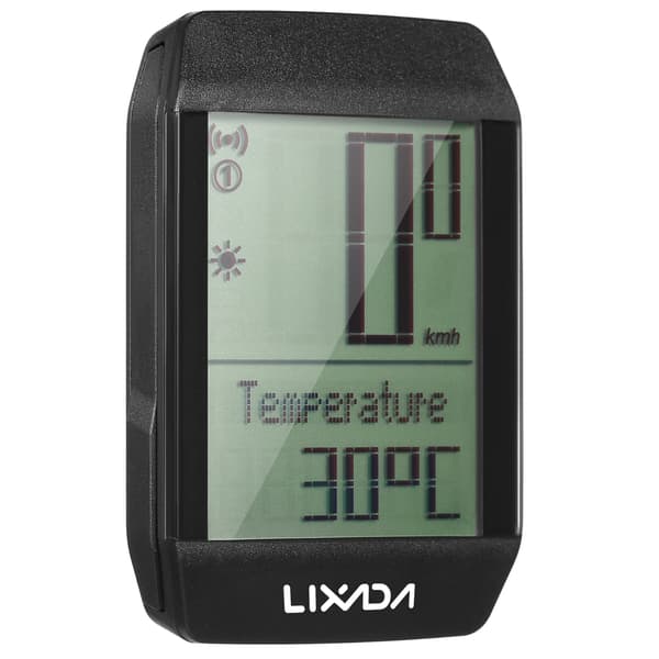 Lixada Trådløs Cykelcomputer IPX6 Speedometer Kilometertæller med LED Baggrundsbelysning 6 Sprog
