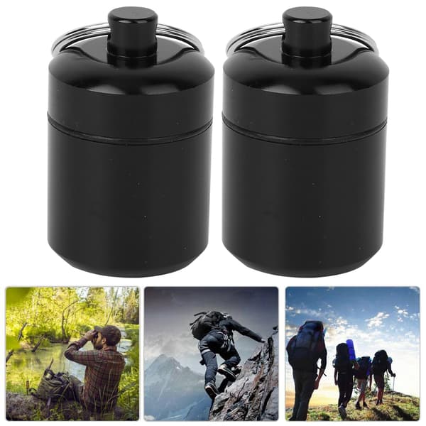 2 stk. mini vanntett medisinboks i aluminiumslegering med nøkkelring for oppbevaring