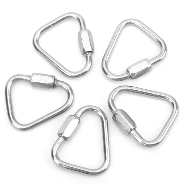 5 stk. trekantet karabinhage i rustfrit stål med lås til camping og vandreture 3,5 mm